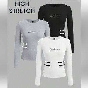 3 pcs/Set Women Warm Thermal Lined Crew Neck Fitted Long Sleeve Size Small